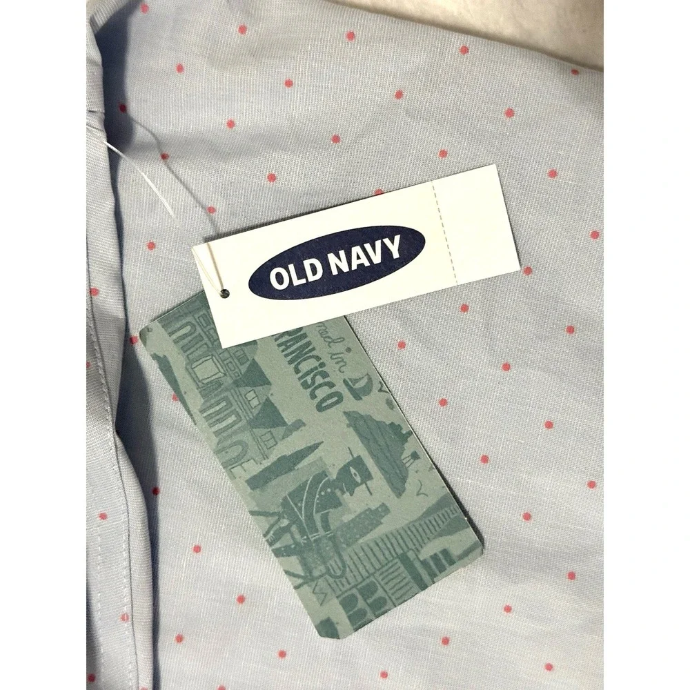 NWT Old Navy The Signature Shirt Slim Fit Purple Red Polka Dots Shirt Size L MS1